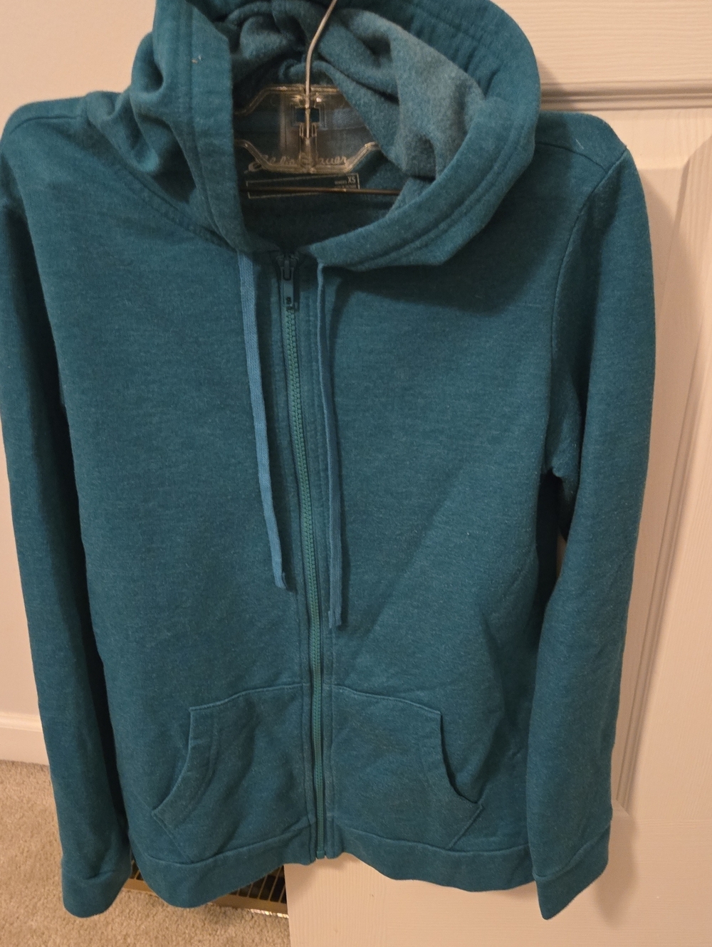 Womens Eddie Bauet Xs Teal Zip-Up Hoodie Jacket - Comfortable Everyday Layer